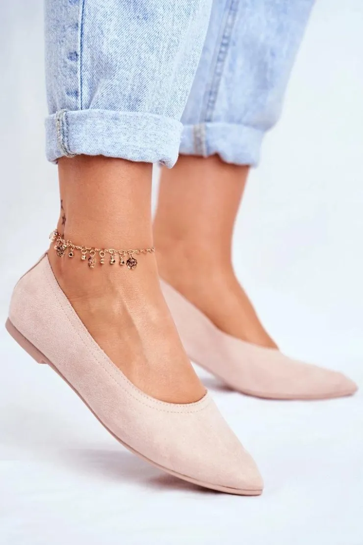 Boto Baleriny Klasyczne*Baleriny Damskie Eko-Zamsz Różowe Bellissima