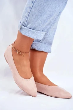 Boto Baleriny Klasyczne*Baleriny Damskie Eko-Zamsz Różowe Bellissima