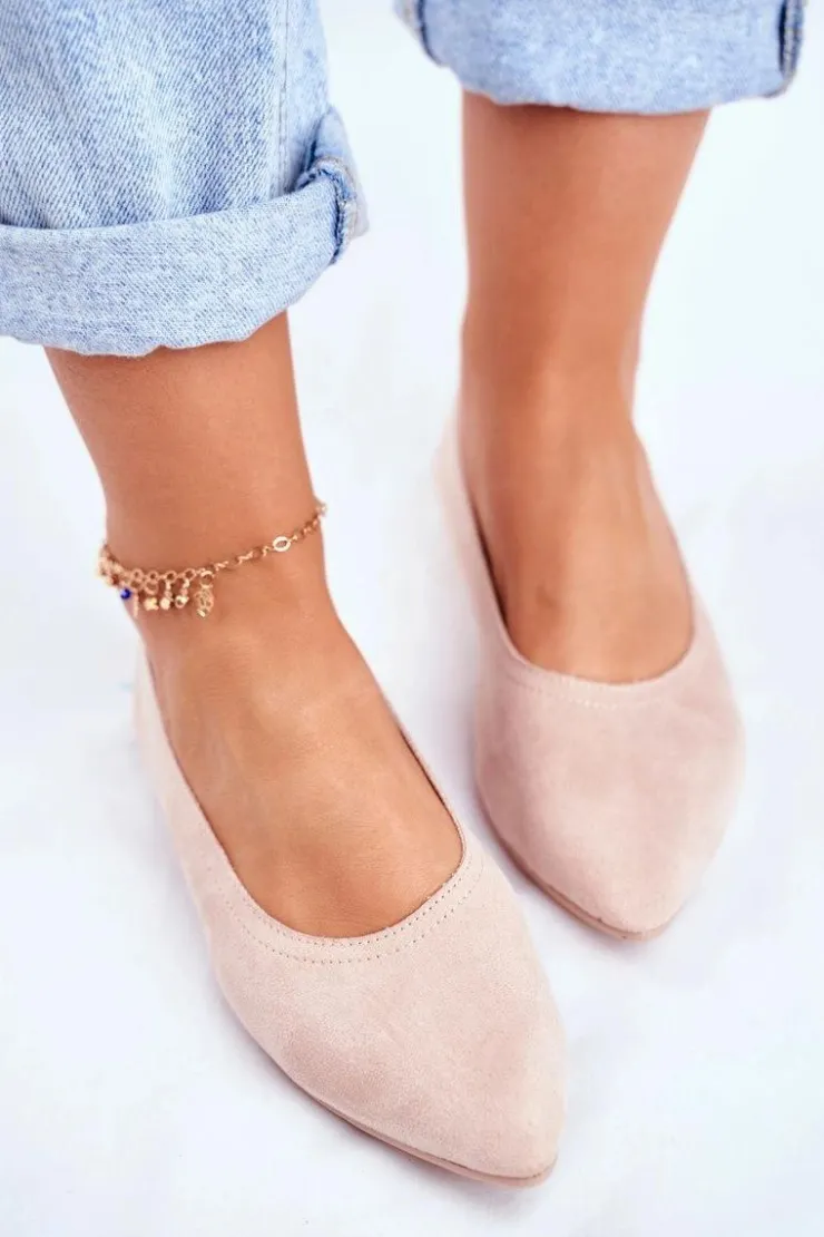 Boto Baleriny Klasyczne*Baleriny Damskie Eko-Zamsz Różowe Bellissima