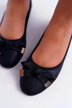 Damskie Boto Baleriny Damskie Eleganckie Czarne LaDonna