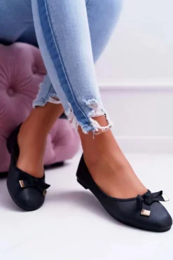 Damskie Boto Baleriny Damskie Eleganckie Czarne LaDonna