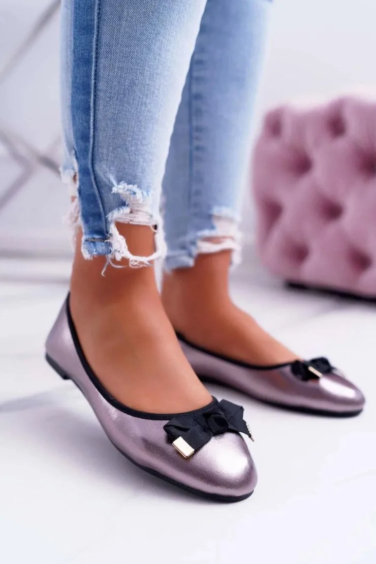 Damskie Boto Baleriny Damskie Eleganckie Grafitowe LaDonna