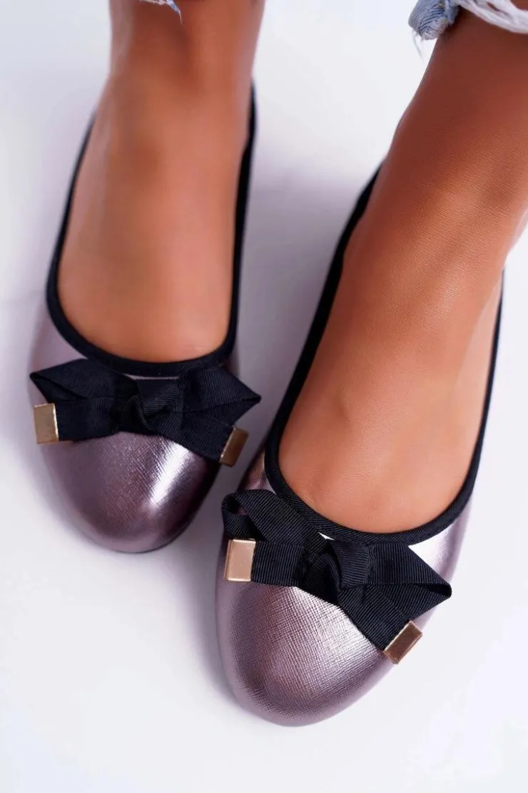 Damskie Boto Baleriny Damskie Eleganckie Grafitowe LaDonna