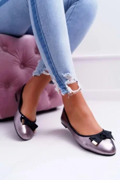 Damskie Boto Baleriny Damskie Eleganckie Grafitowe LaDonna