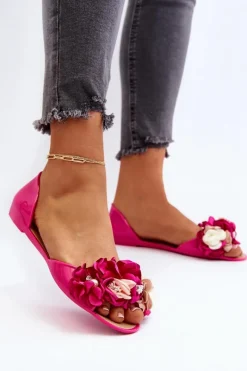 Online Boto Baleriny Damskie Gumowe Z Kwiatami Fuksja Junikla