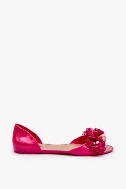 Online Boto Baleriny Damskie Gumowe Z Kwiatami Fuksja Junikla