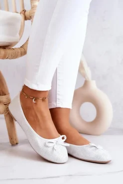 Damskie Evento Baleriny Damskie Klasyczne Profilowana Wkładka Białe Fimme