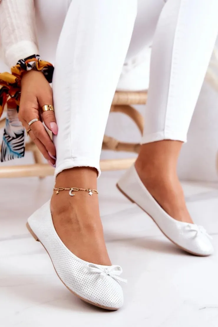 Damskie Evento Baleriny Damskie Klasyczne Profilowana Wkładka Białe Fimme