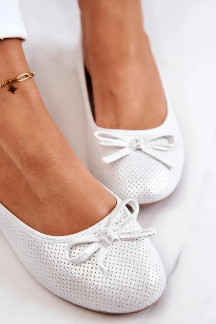 Damskie Evento Baleriny Damskie Klasyczne Profilowana Wkładka Białe Fimme