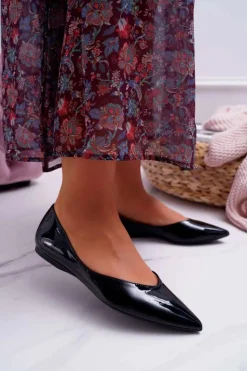 Boto Baleriny Klasyczne*Baleriny Damskie Lakierowane W Szpic Czarne Tell Me