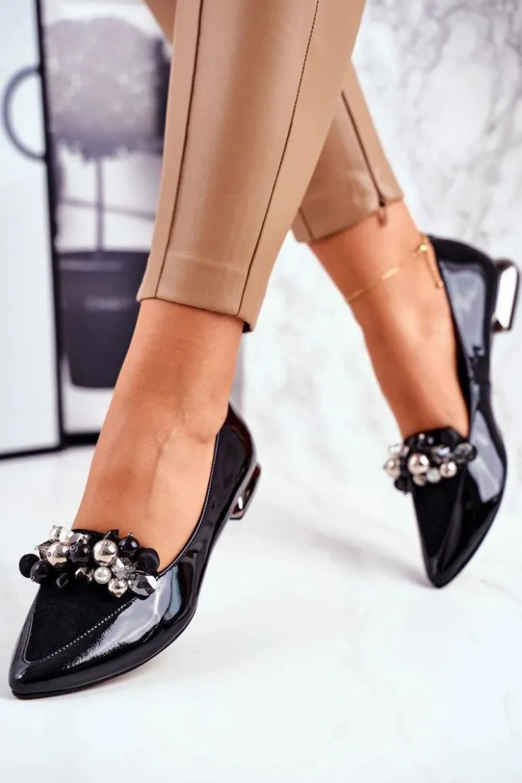 Laura Messi Baleriny Skórzane|Baleriny Klasyczne*Baleriny Damskie Skórzane Czarne 2157