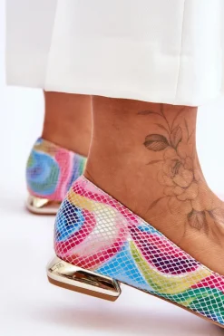 Laura Messi Baleriny Skórzane|Baleriny Klasyczne*Baleriny Damskie Skórzane Tęczowe 2193