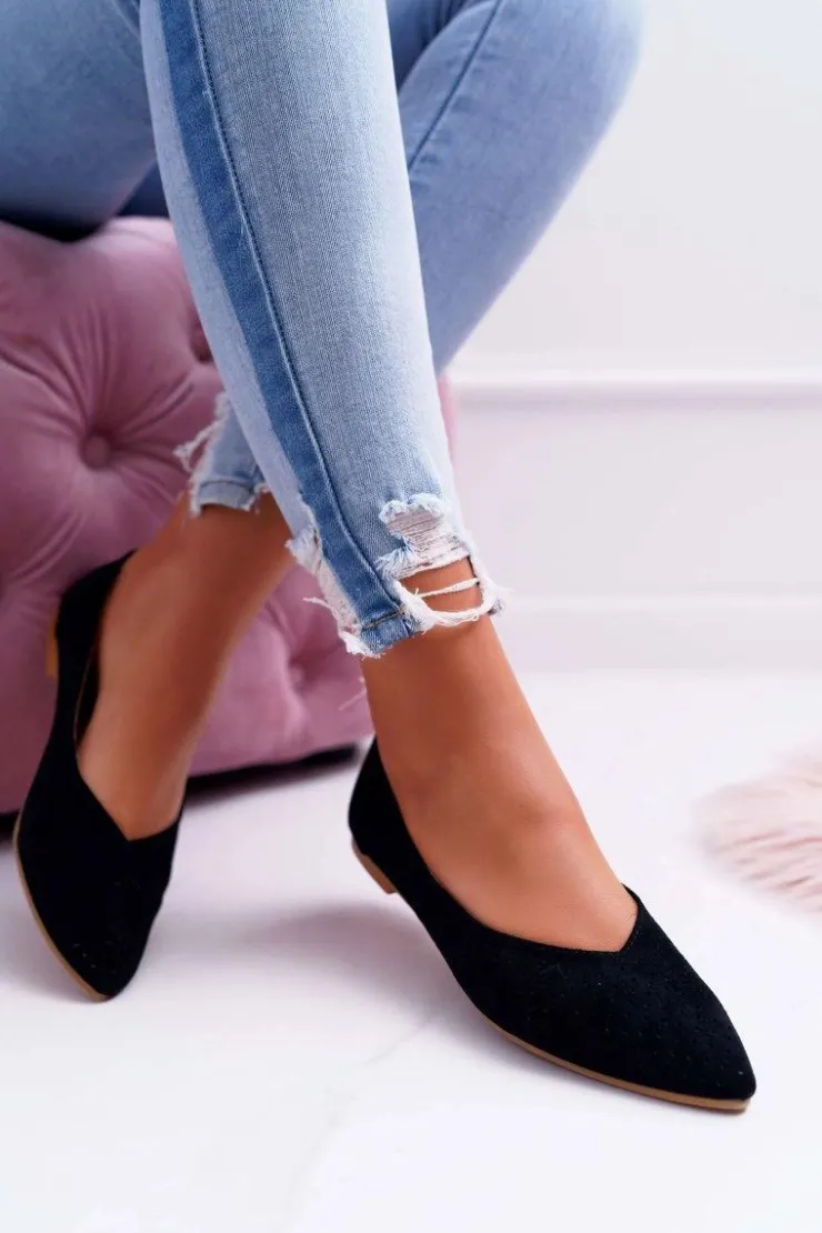 Damskie Boto Baleriny Damskie Lu Boo Ażurowe Czarne Dessert