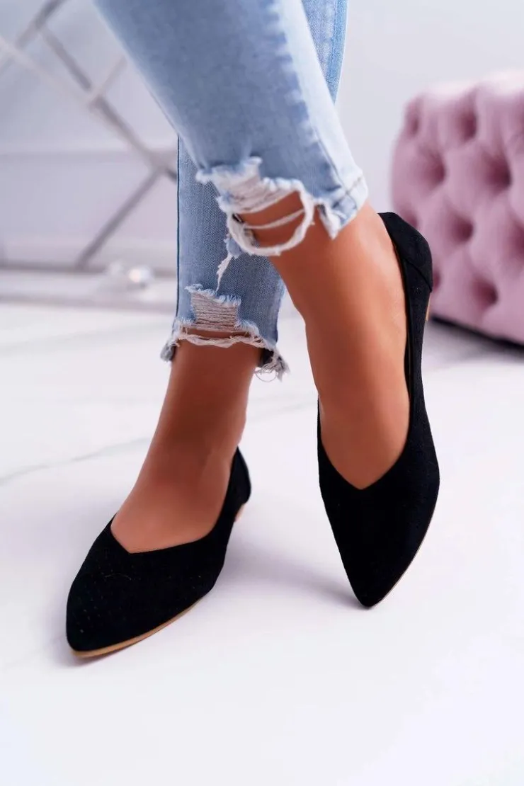 Damskie Boto Baleriny Damskie Lu Boo Ażurowe Czarne Dessert