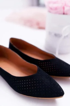 Damskie Boto Baleriny Damskie Lu Boo Ażurowe Czarne Dessert