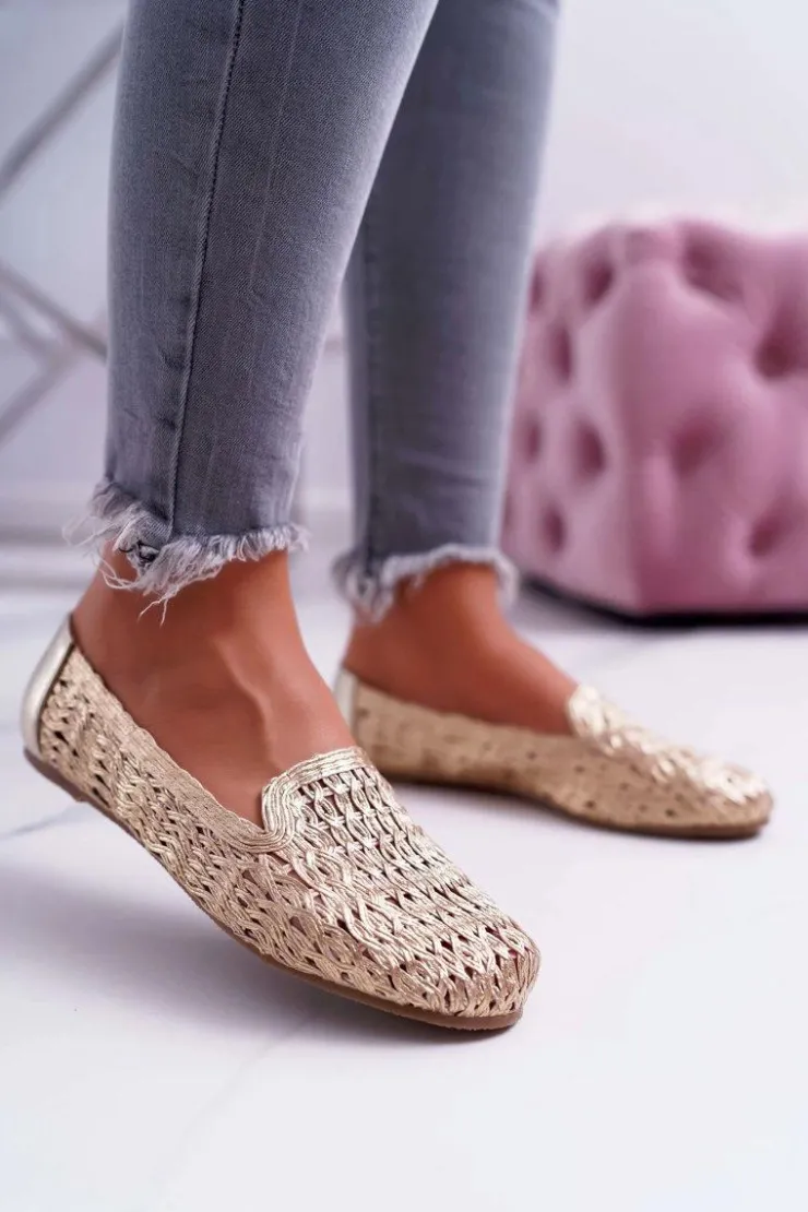 Hot Boto Baleriny Damskie Lu Boo Plecione Złote 4Ever