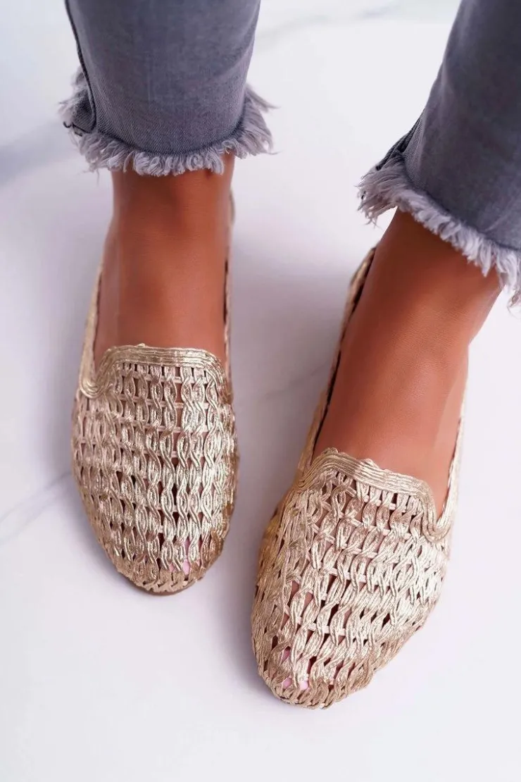 Hot Boto Baleriny Damskie Lu Boo Plecione Złote 4Ever