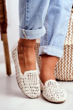 Boto Baleriny Klasyczne*Baleriny Damskie Lu Boo Plecione Białe 4Ever