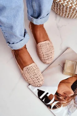 Damskie Boto Baleriny Damskie Lu Boo Plecione Beżowe 4Ever