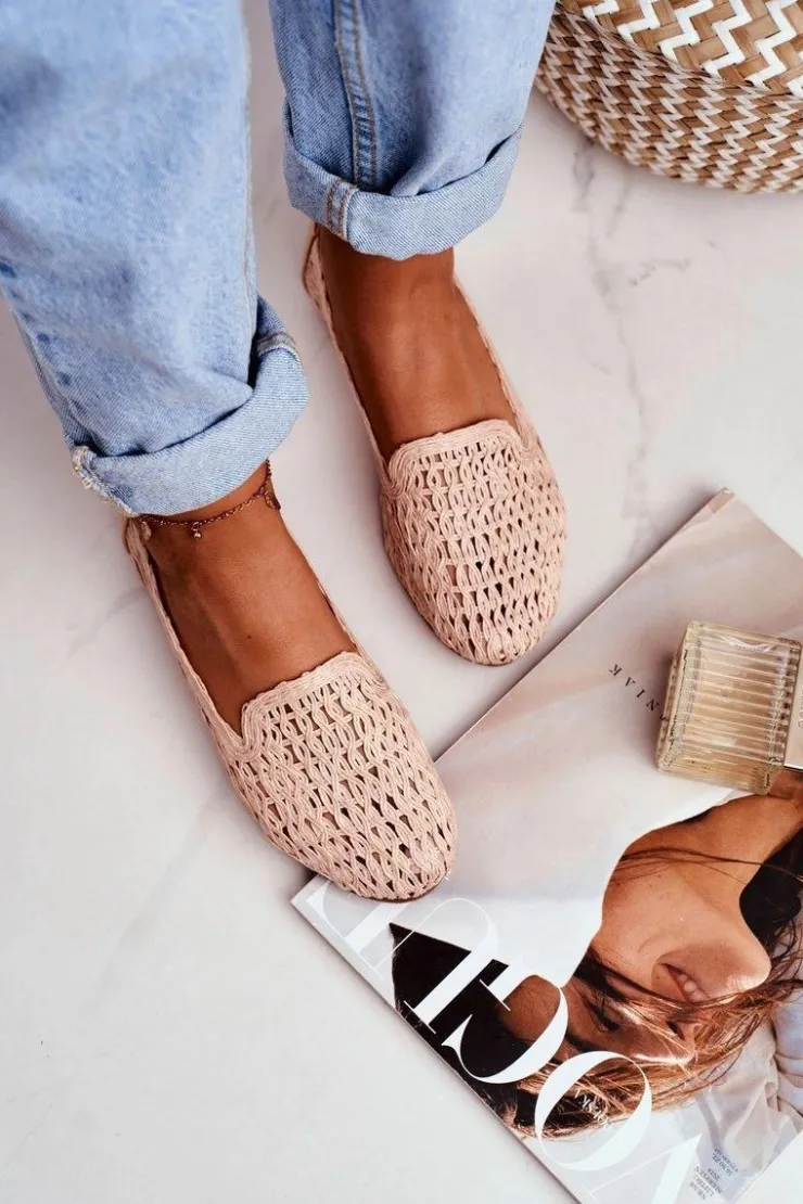 Damskie Boto Baleriny Damskie Lu Boo Plecione Beżowe 4Ever