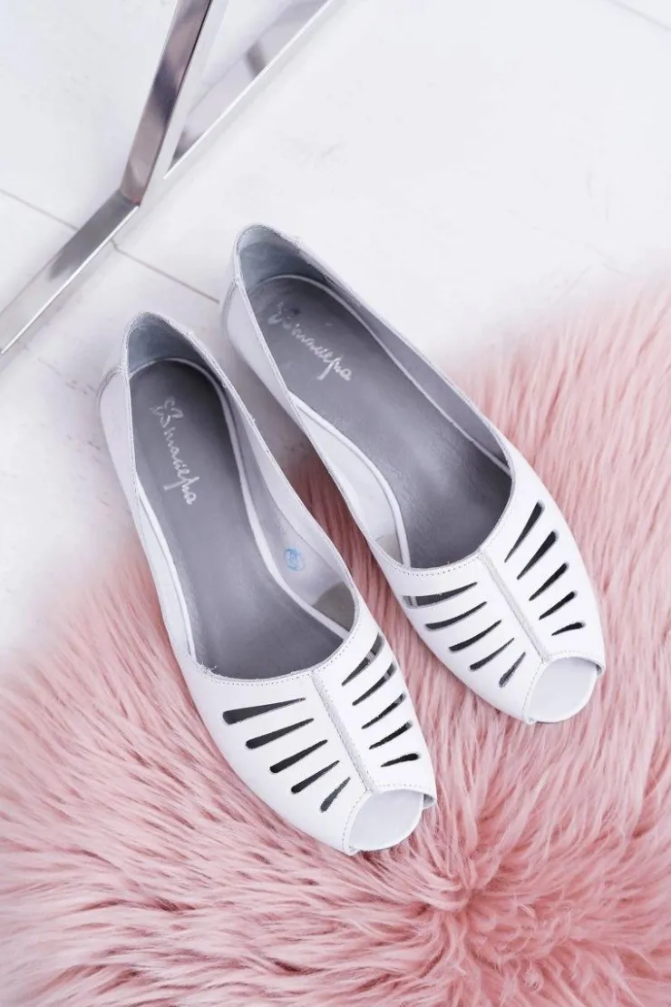 Sale Maciejka Baleriny Damskie Skórzane Odkryte Palce 03497-59