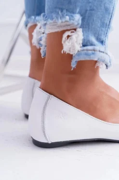 Sale Maciejka Baleriny Damskie Skórzane Odkryte Palce 03497-59