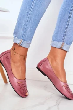 Maciejka Baleriny Skórzane|Baleriny Klasyczne*Baleriny Damskie Skórzane Różowe 03497-15