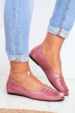 Maciejka Baleriny Skórzane|Baleriny Klasyczne*Baleriny Damskie Skórzane Różowe 03497-15