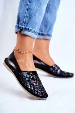 Online Maciejka Baleriny Damskie Skórzane Czarne 01930-70/00-0