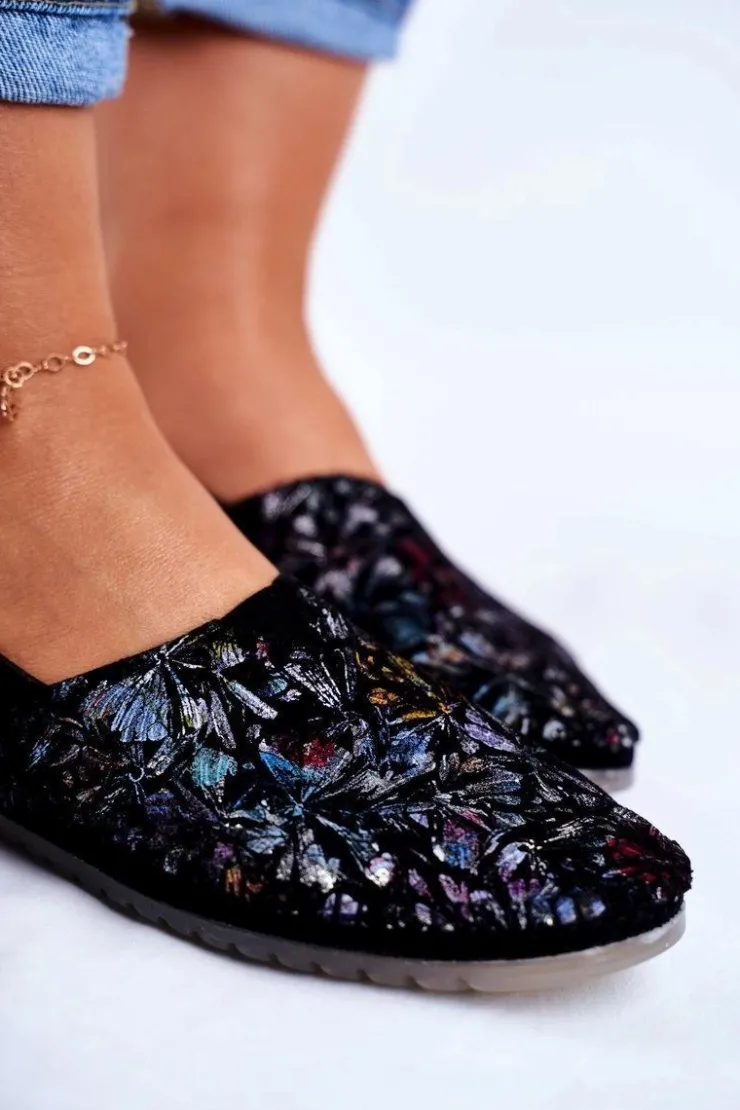 Online Maciejka Baleriny Damskie Skórzane Czarne 01930-70/00-0