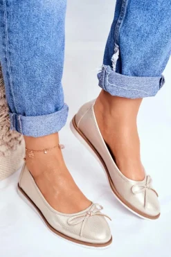 Buty Sergio Leone Baleriny Klasyczne*Baleriny Damskie Sergio Leone Złote BL612