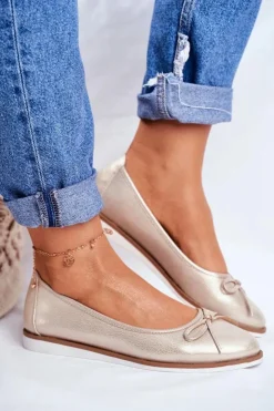 Buty Sergio Leone Baleriny Klasyczne*Baleriny Damskie Sergio Leone Złote BL612