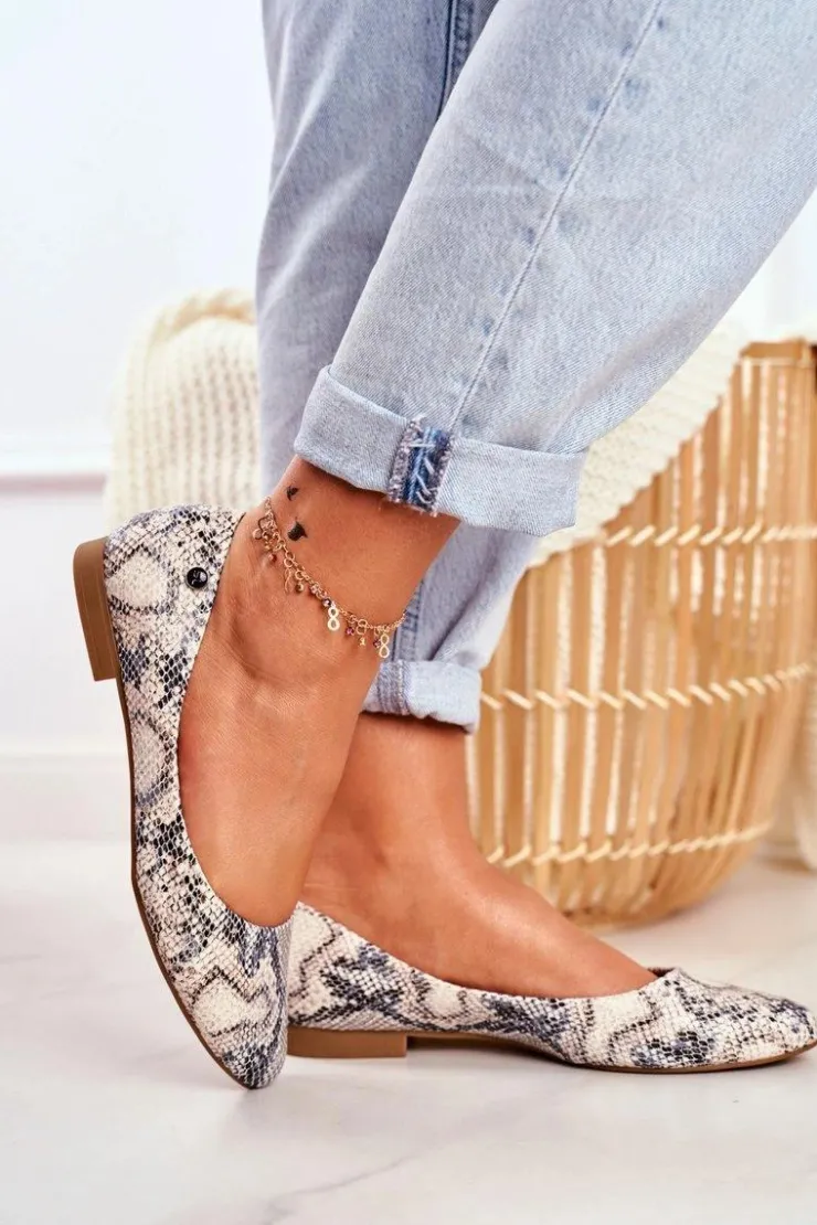 Best Buty Sergio Leone Baleriny Damskie Sergio Leone Biały Wąż BL611 Nemsis