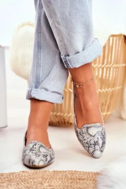 Damskie Buty Sergio Leone Baleriny Damskie Sergio Leone Biały Wąż BL610