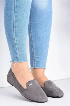 Sale Boto Baleriny Damskie Szare Zamszowe Neala