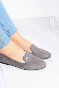 Sale Boto Baleriny Damskie Szare Zamszowe Neala