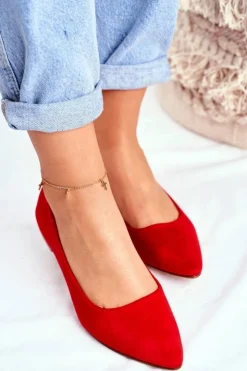 Evento Baleriny Klasyczne*Baleriny Damskie W Szpic Zamszowe Czerwone Westley