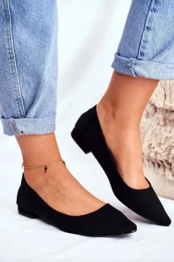 Evento Baleriny Klasyczne*Baleriny Damskie W Szpic Zamszowe Czarne Westley