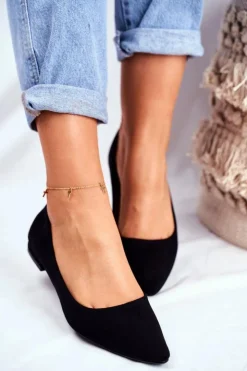 Evento Baleriny Klasyczne*Baleriny Damskie W Szpic Zamszowe Czarne Westley