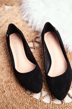 Buty Sergio Leone Baleriny Klasyczne*Baleriny Damskie Zamszowe Sergio Leone BL611 Czarne Nemsis