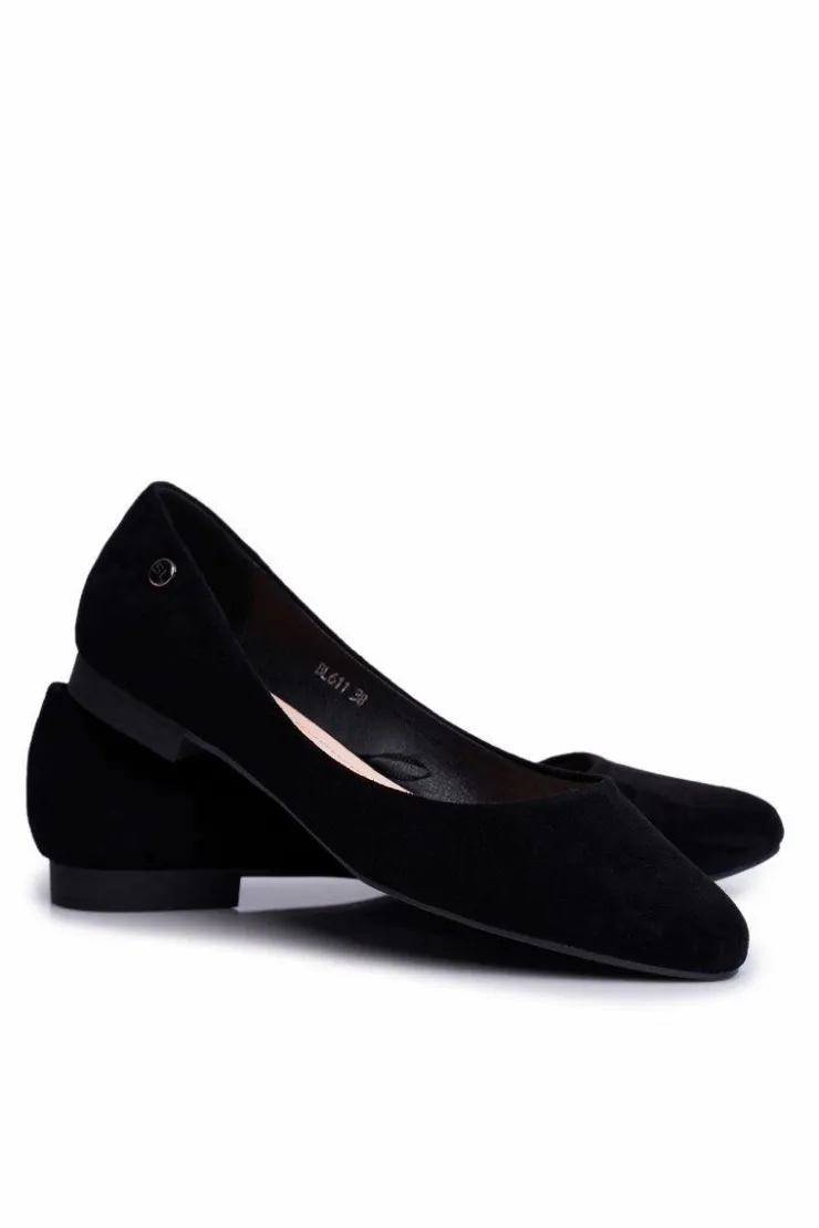 Buty Sergio Leone Baleriny Klasyczne*Baleriny Damskie Zamszowe Sergio Leone BL611 Czarne Nemsis