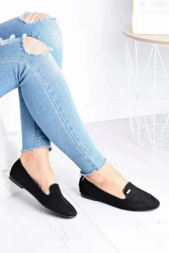 Damskie Boto Baleriny Damskie Zamszowe Czarne Neala