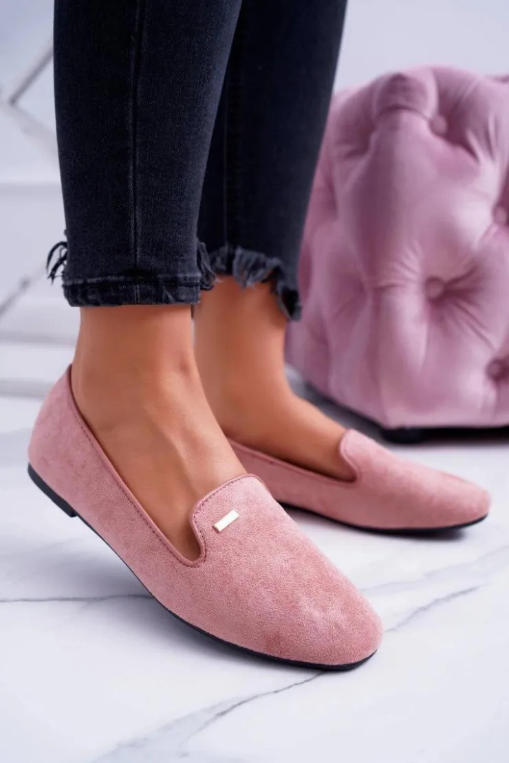 Boto Baleriny Klasyczne*Baleriny Damskie Zamszowe Pudrowy Róż Neala