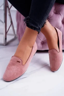 Boto Baleriny Klasyczne*Baleriny Damskie Zamszowe Pudrowy Róż Neala