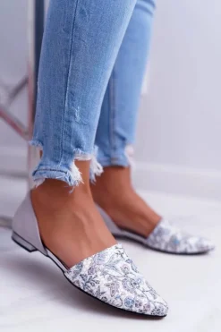 New Laura Messi Baleriny 1110 Skóra Szare Augure