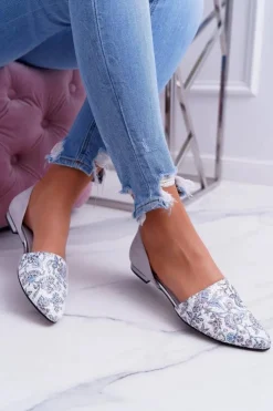 New Laura Messi Baleriny 1110 Skóra Szare Augure