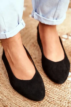 Maciejka Czółenka Zamszowe|Baleriny Skórzane*Baleriny Na Obcasie Czarne 04482-01