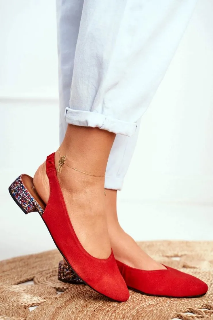 Discount Maciejka Baleriny Na Obcasie Czerwone 04482-08