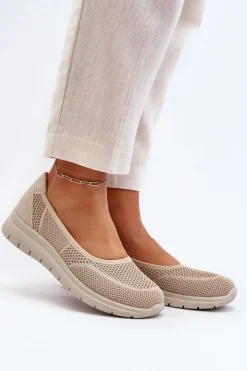 Evento Baleriny Klasyczne*Baleriny Na Platformie I Koturnie Beżowe Aviaba