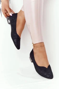 Damskie Buty damskie Vinceza Baleriny Na Srebrnym Obcasie Vinceza 21-10601 Czarne